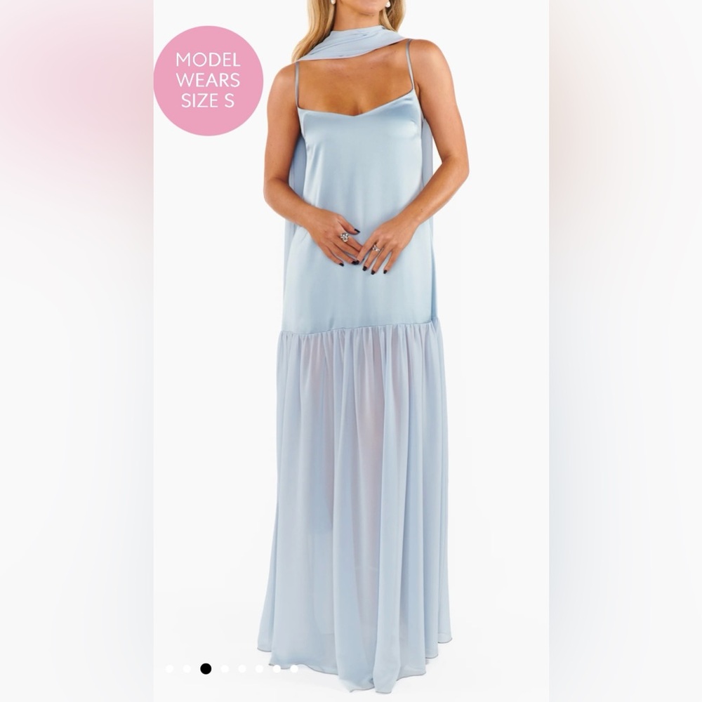 Show Me Your MuMu Dalia Steel Blue Satin Dress